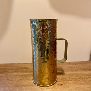 Vintage Hammered Brass Matchstick Holder Vase